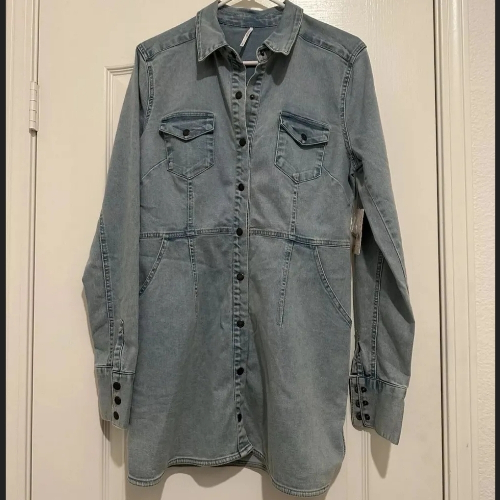 Free People We the Free Sammie Mini Denim Dress Size Small - Picture 4 of 8